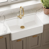 Modern Splash 795mm x 500mm x 220mm Fireclay White Single Bowl Butler Sink With Offset Waste And Tap Ledge