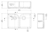 Modern Splash 795mm x 500mm x 220mm Fireclay White Double Bowl Butler Sink With Offset Waste And Full Weir