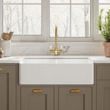 Modern Splash 795mm x 500mm x 220mm Fireclay White Double Bowl Butler Sink With Offset Waste And Full Weir