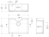 Modern Splash 595mm x 450mm x 220mm Fireclay White Single Bowl Butler Sink With Tap Ledge And Overflow