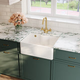 Modern Splash 595mm x 450mm x 220mm Fireclay White Single Bowl Butler Sink With Tap Ledge And Overflow