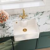 Modern Splash 595mm x 450mm x 220mm Fireclay White Single Bowl Butler Sink With Tap Ledge And Overflow