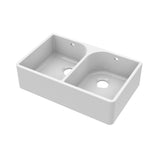 Modern Splash 795mm x 500mm x 220mm Fireclay White Double Bowl Butler Sink With Full Weir And Overflow
