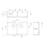 Modern Splash 795mm x 500mm x 220mm Fireclay White Double Bowl Butler Sink With Full Weir And Overflow