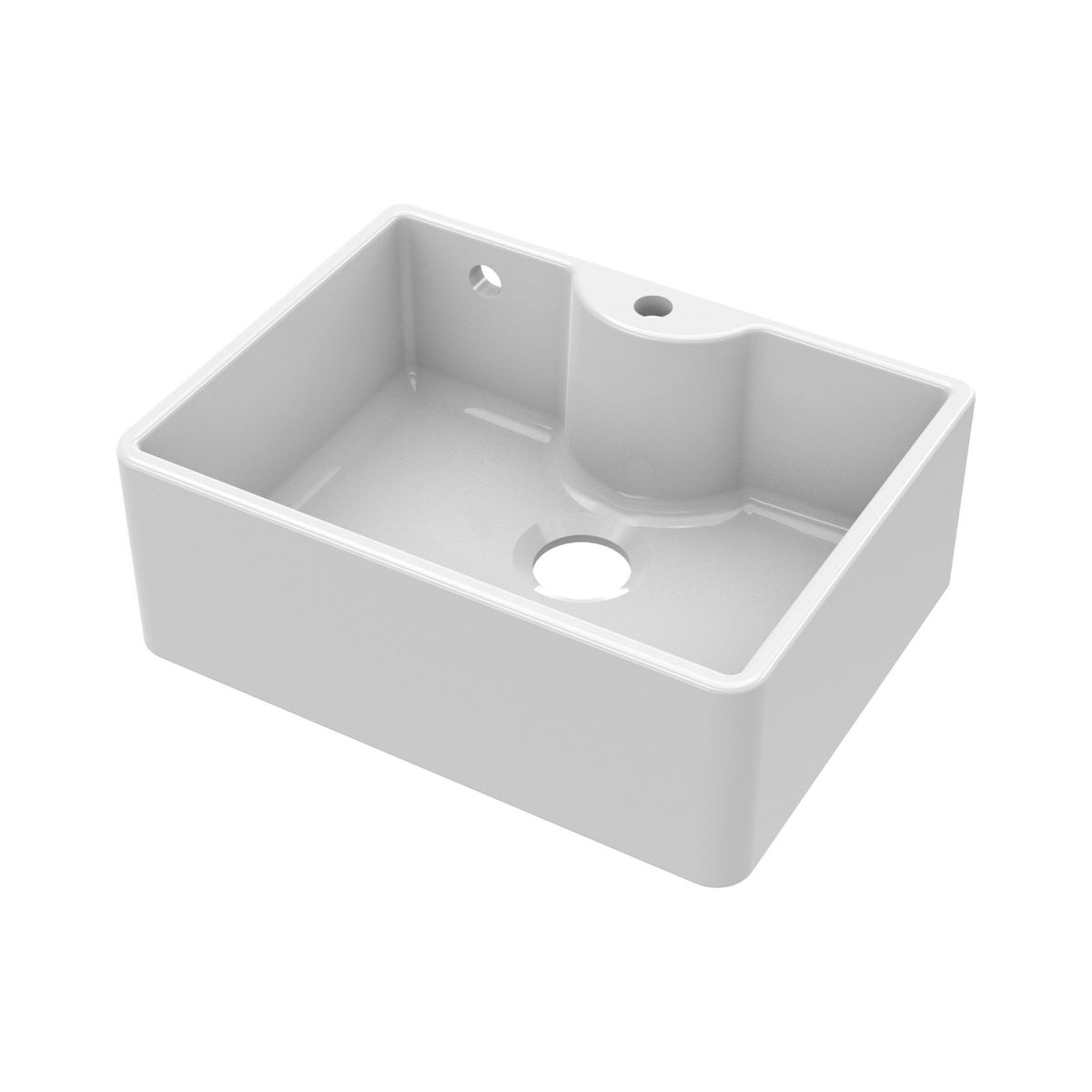 Modern Splash 595mm x 450mm x 220mm Fireclay White 1 Tap Hole Single Bowl Butler Sink With Offset Waste And Overflow