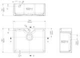 Modern Splash 595mm x 450mm x 220mm Fireclay White 1 Tap Hole Single Bowl Butler Sink With Offset Waste And Overflow