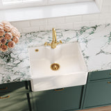 Modern Splash 595mm x 450mm x 220mm Fireclay White 1 Tap Hole Single Bowl Butler Sink With Offset Waste And Overflow