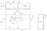 Modern Splash 895mm x 550mm x 220mm Fireclay White 1 Tap Hole Double Bowl Butler Sink With Stepped Weir And Overflow