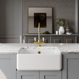Modern Splash 595mm x 450mm x 220mm Fireclay White Single Bowl Traditional Thick Walled Butler Sink