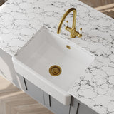 Modern Splash 595mm x 450mm x 220mm Fireclay White Single Bowl Traditional Thick Walled Butler Sink