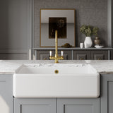 Modern Splash 795mm x 500mm x 220mm Fireclay White Single Bowl Traditional Thick Walled Butler Sink