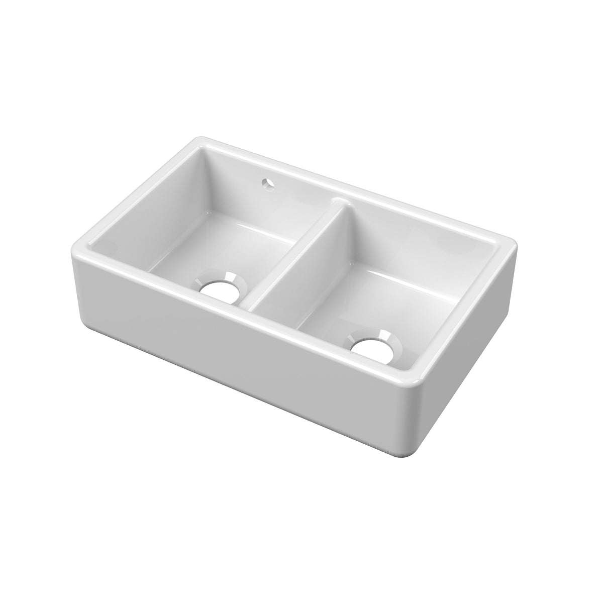 Modern Splash 795mm x 500mm x 220mm Fireclay White Double Bowl Traditional Thick Walled Butler Sink