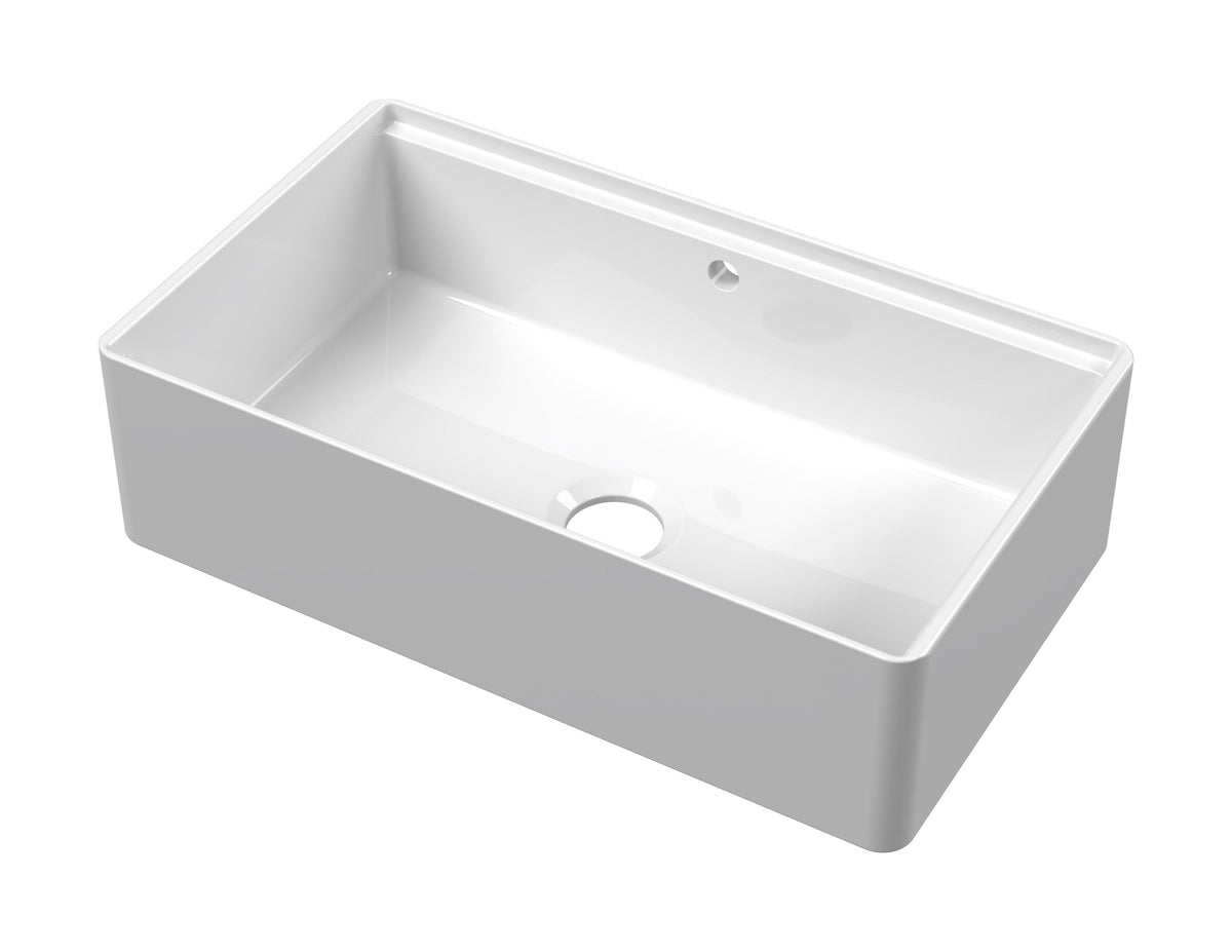 Modern Splash 795mm x 460mm x 220mm Fireclay White Single Bowl Butler Sink With Ledge