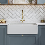 Modern Splash 795mm x 460mm x 220mm Fireclay White Single Bowl Butler Sink With Ledge