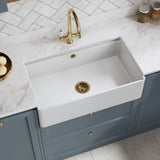 Modern Splash 795mm x 460mm x 220mm Fireclay White Single Bowl Butler Sink With Ledge