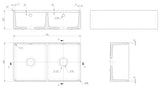 Modern Splash 795mm x 460mm x 220mm Fireclay White Double Bowl Butler Sink With Ledge