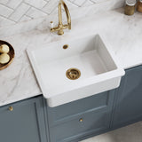 Modern Splash 595mm x 460mm x 200mm Fireclay White Single Bowl Overmount Butler Sink