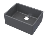 Modern Splash 595mm x 450mm x 220mm Fireclay Soft Black Single Bowl Butler Sink With Offset Waste