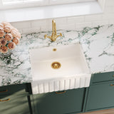 Modern Splash 595mm x 450mm x 220mm Fireclay White Single Bowl Fluted Butler Sink With Offset Waste And Overflow