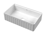 Modern Splash 795mm x 460mm x 220mm Fireclay White Single Bowl Fluted Butler Sink With Ledge
