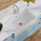 Modern Splash 795mm x 460mm x 220mm Fireclay White Single Bowl Fluted Butler Sink With Ledge