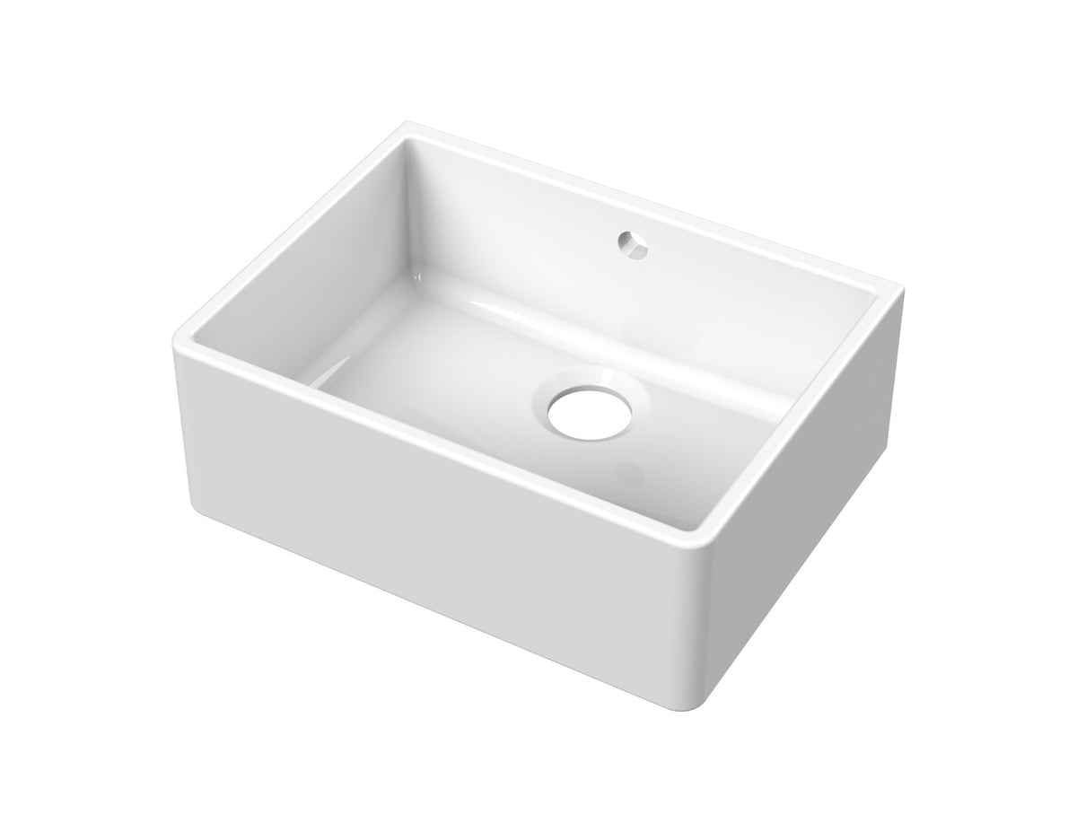 Modern Splash 595mm x 450mm x 220mm Fireclay White Single Bowl Butler Sink