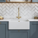 Modern Splash 595mm x 450mm x 220mm Fireclay White Single Bowl Butler Sink