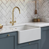 Modern Splash 595mm x 450mm x 220mm Fireclay White Single Bowl Butler Sink