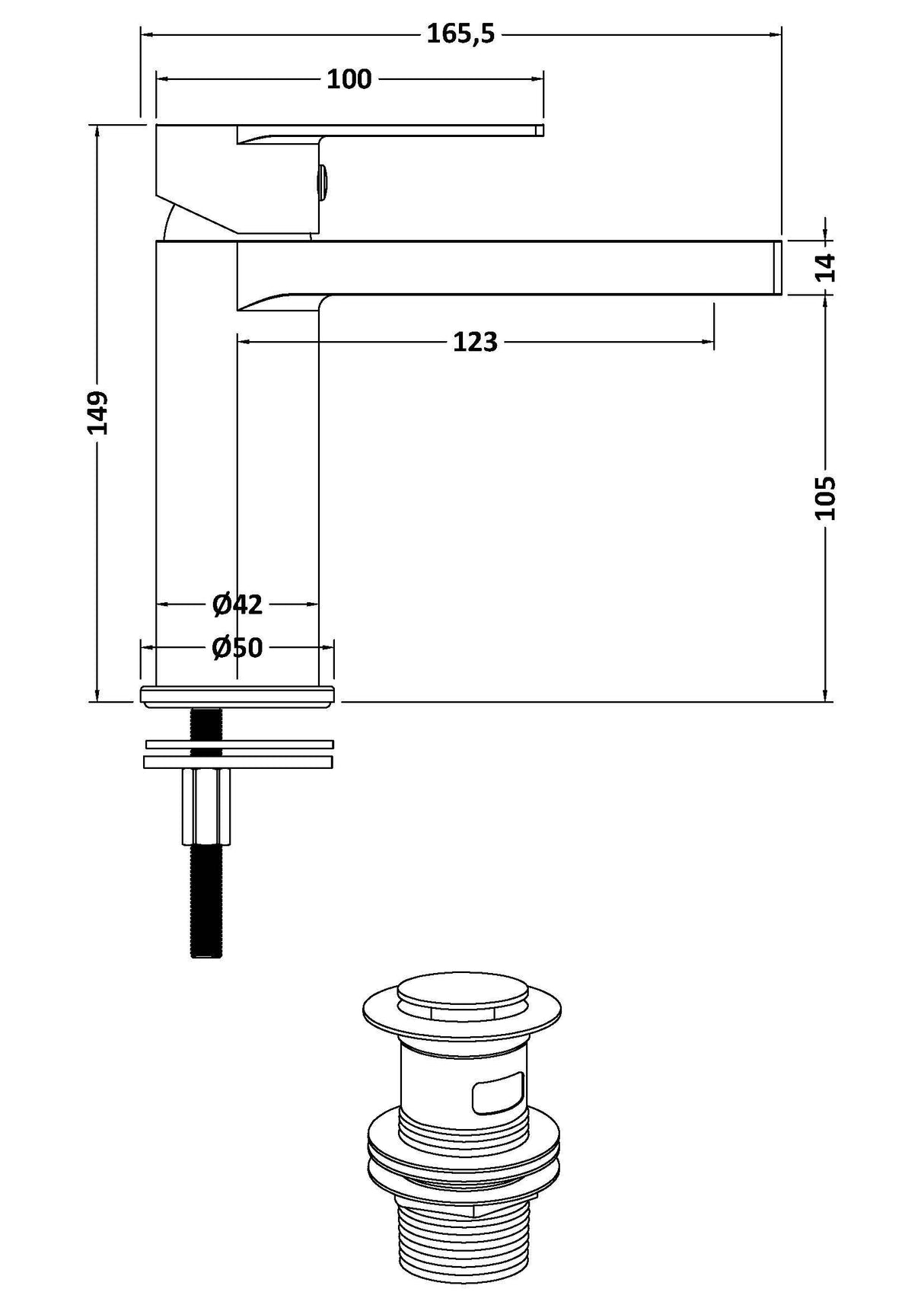 Modern Splash choice Canada Chrome Mono Basin Mixer Push Button Waste