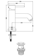 Modern Splash choice Cartegena Matt Black Mono Basin Mixer With Push Button Waste