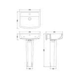Modern Splash Bliss 520mm 1 Tap Hole Ceramic Basin & Pedestal