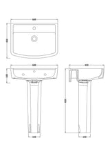 Modern Splash Bliss 600mm 1 Tap Hole Ceramic Basin & Pedestal