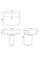 Modern Splash Bliss 1 Tap Hole 520mm Ceramic Basin & Semi Pedestal