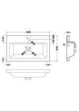 Modern Splash Arno Compact 1 Tap Hole 620mm Ceramic Basin