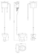 Modern Splash Traditional High Level Pan, Cistern & Flush Pipe Kit