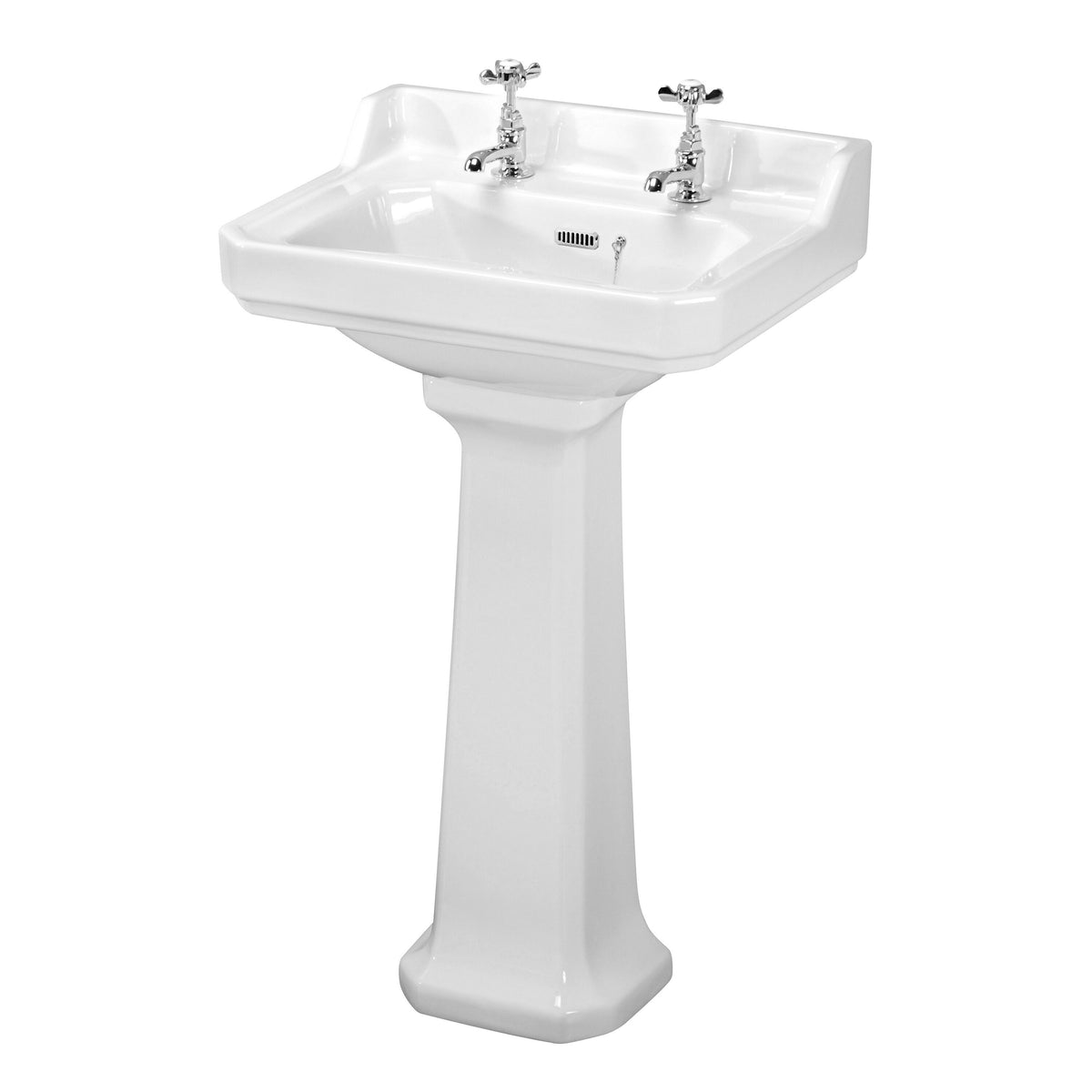 Modern Splash 2 Tap Hole 560mm Ceramic Basin & Pedestal