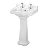 Modern Splash 2 Tap Hole 560mm Ceramic Basin & Pedestal
