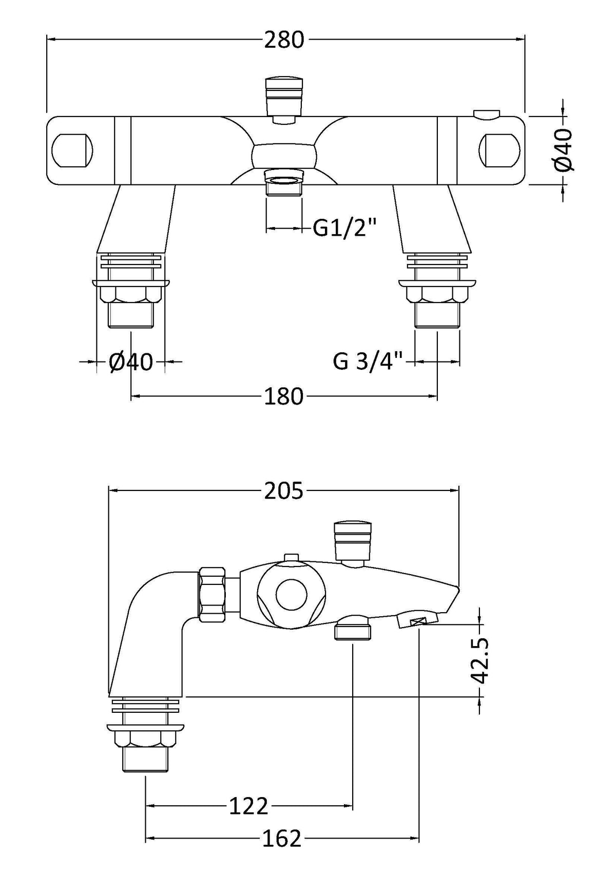 Modern Splash Chrome Thermostatic Bath Shower Mixer