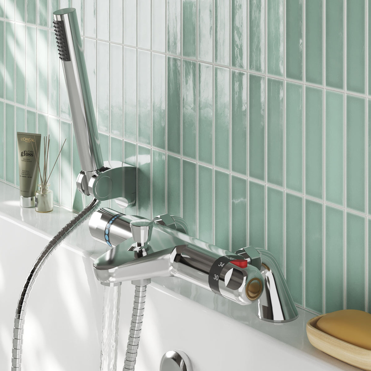 Modern Splash Chrome Thermostatic Bath Shower Mixer