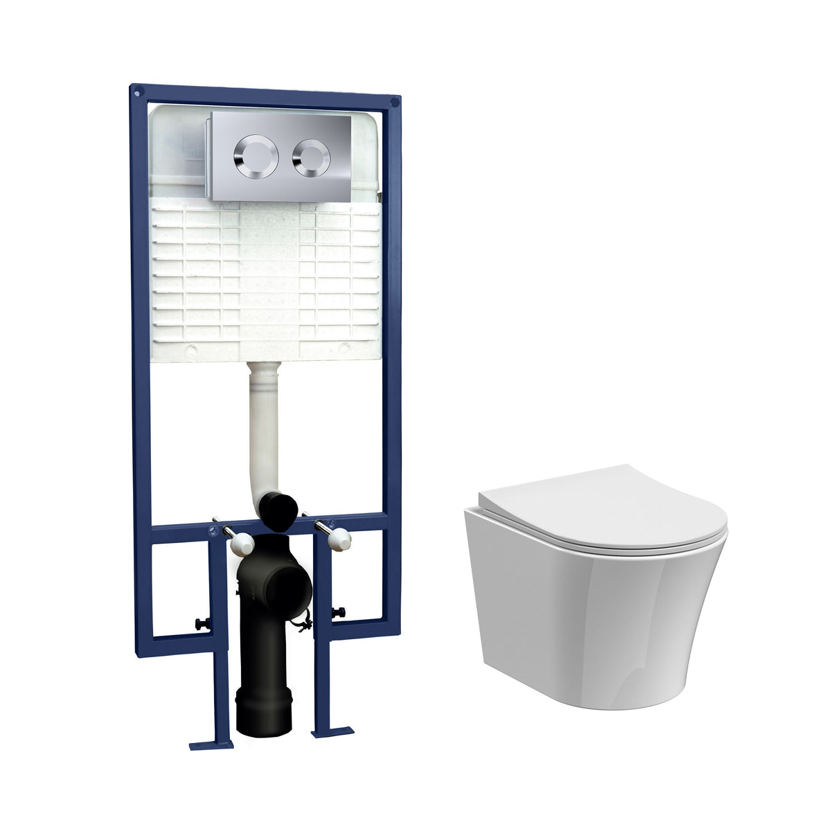Modern Splash 5in1 Round Wall Hung Pan & Concealed Chrome Cistern With Cistern
