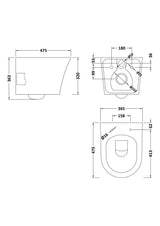 Modern Splash 5in1 Round Wall Hung Pan & Concealed Chrome Cistern With Cistern