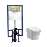 Modern Splash 5in1 Round Wall Hung Pan & Concealed Brushed Brass Cistern With Cistern
