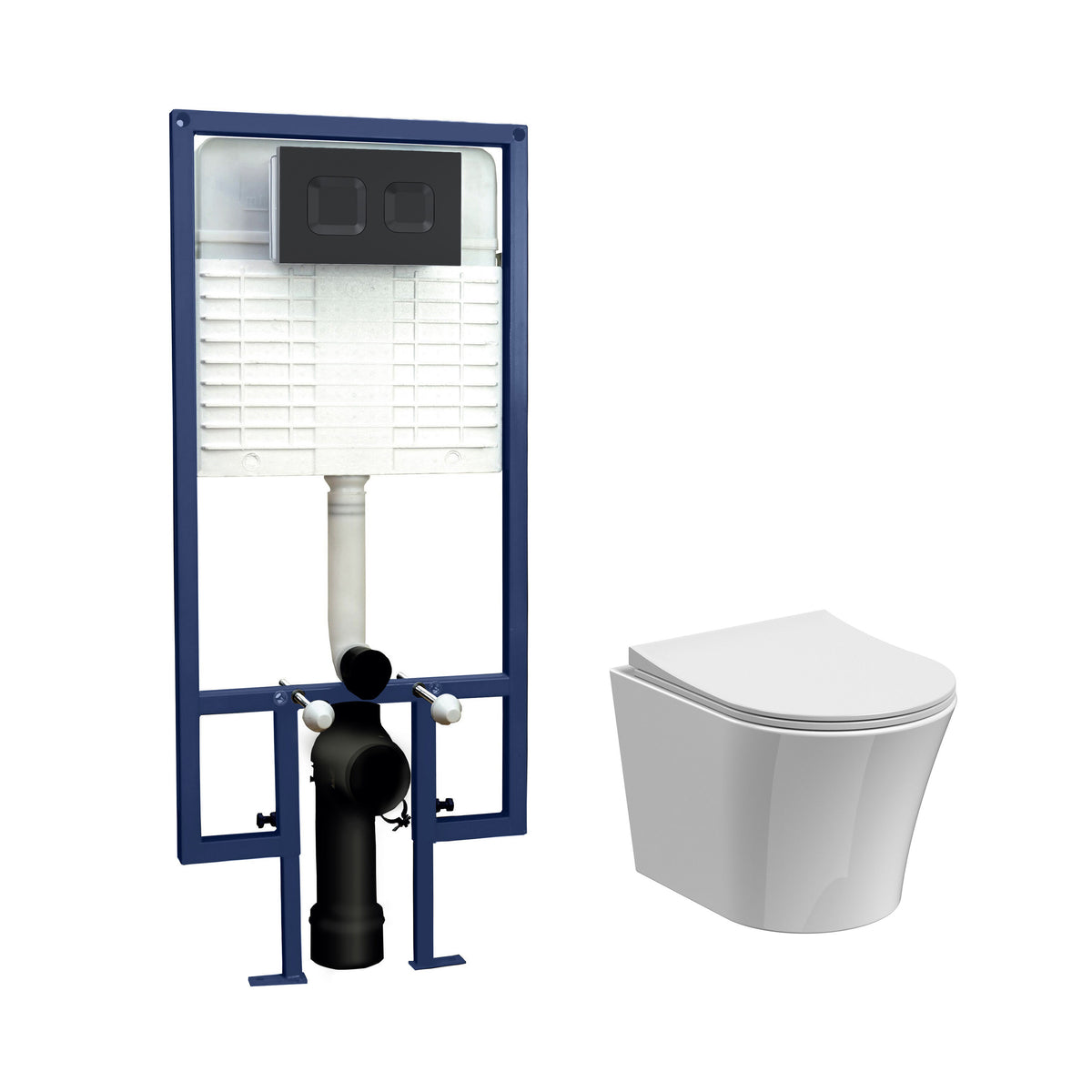 Modern Splash 5in1 Round Wall Hung Pan & Concealed Matt Black Cistern