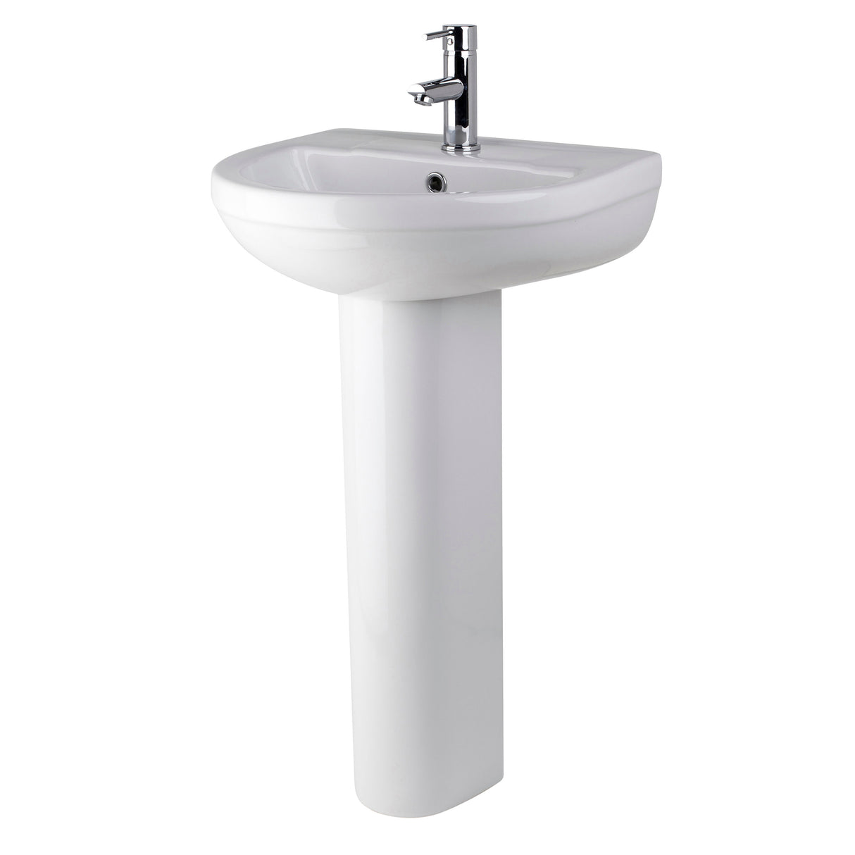 Modern Splash Harmony 1 Tap Hole 500mm Ceramic Basin & Pedestal