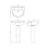 Modern Splash Harmony 1 Tap Hole 500mm Ceramic Basin & Pedestal