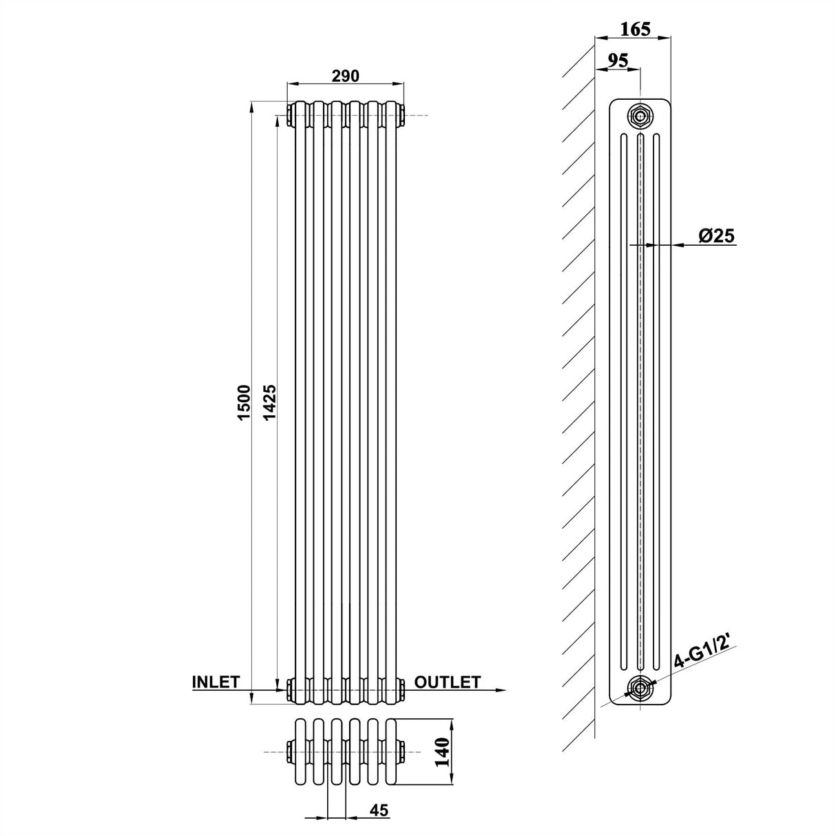 Modern Splash Cast Iron Radiator-CIR15-6-4
