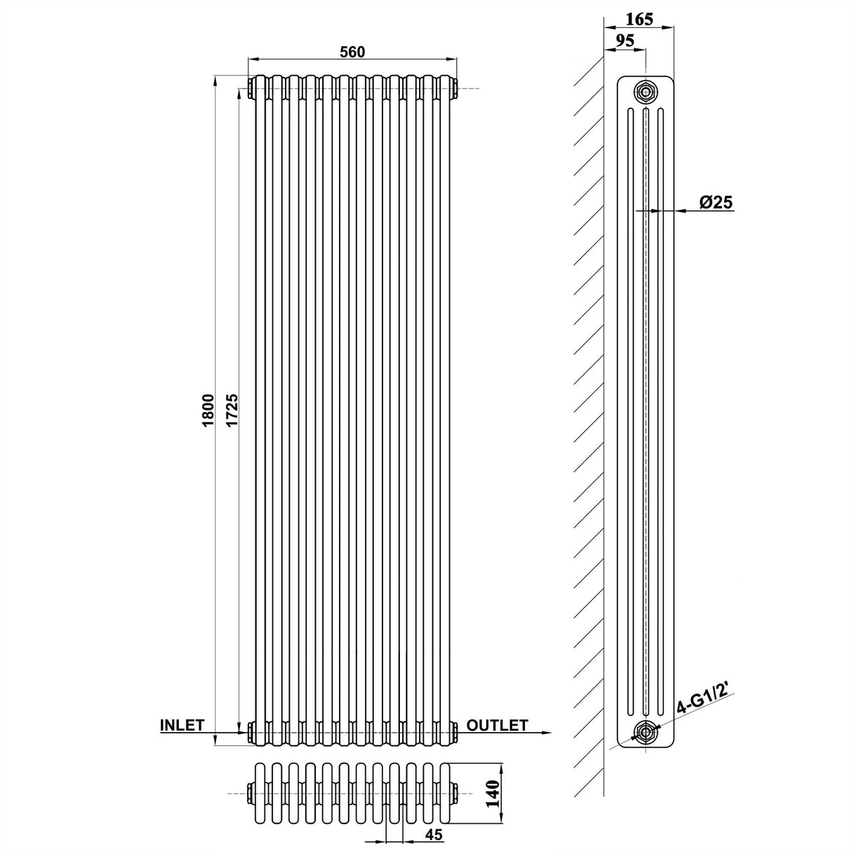 Modern Splash Cast Iron Radiator-CIR18-12-4
