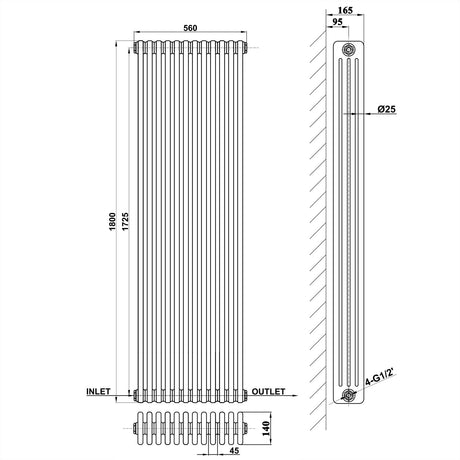 Modern Splash Cast Iron Radiator-CIR18-12-4
