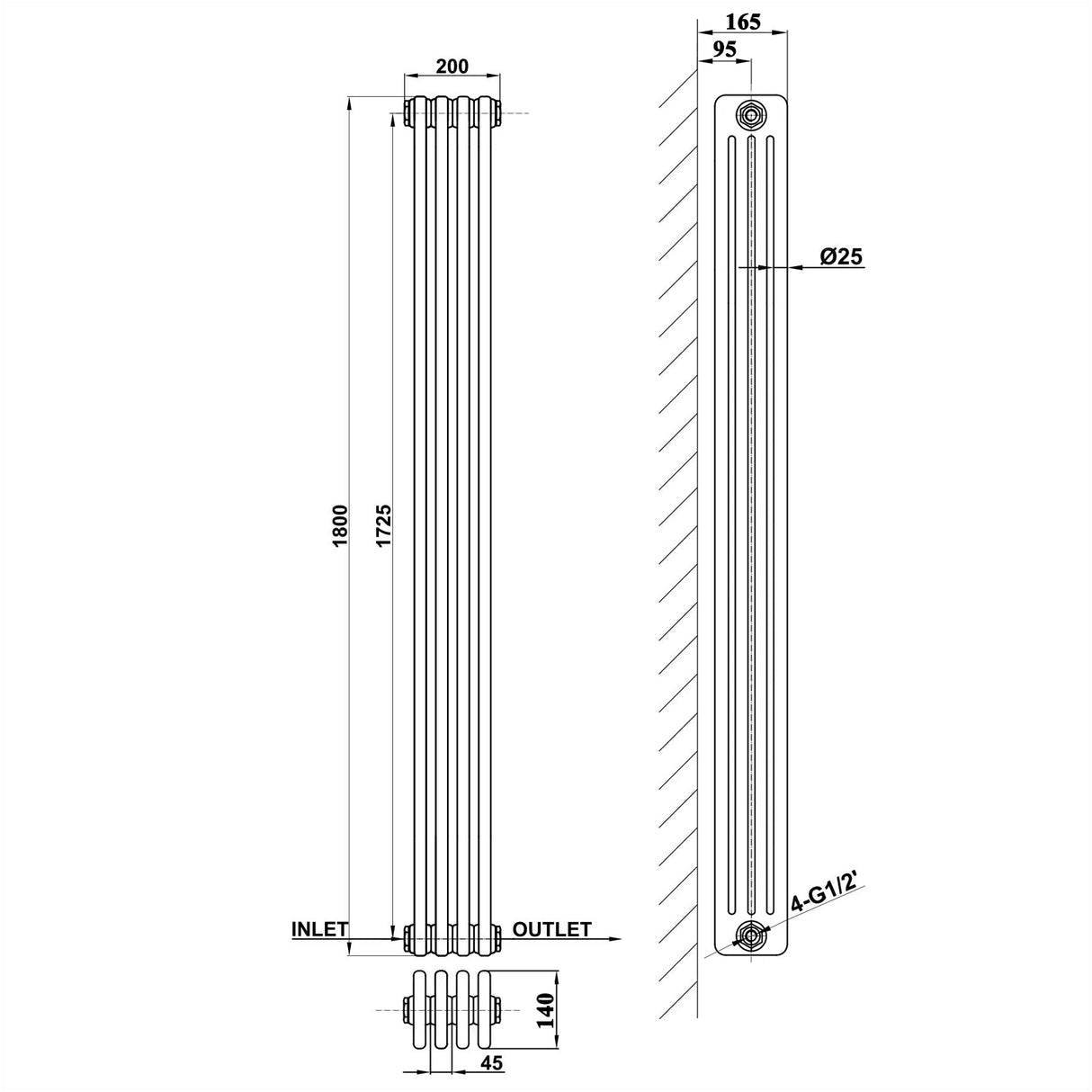 Modern Splash Cast Iron Radiator-CIR18-4-4
