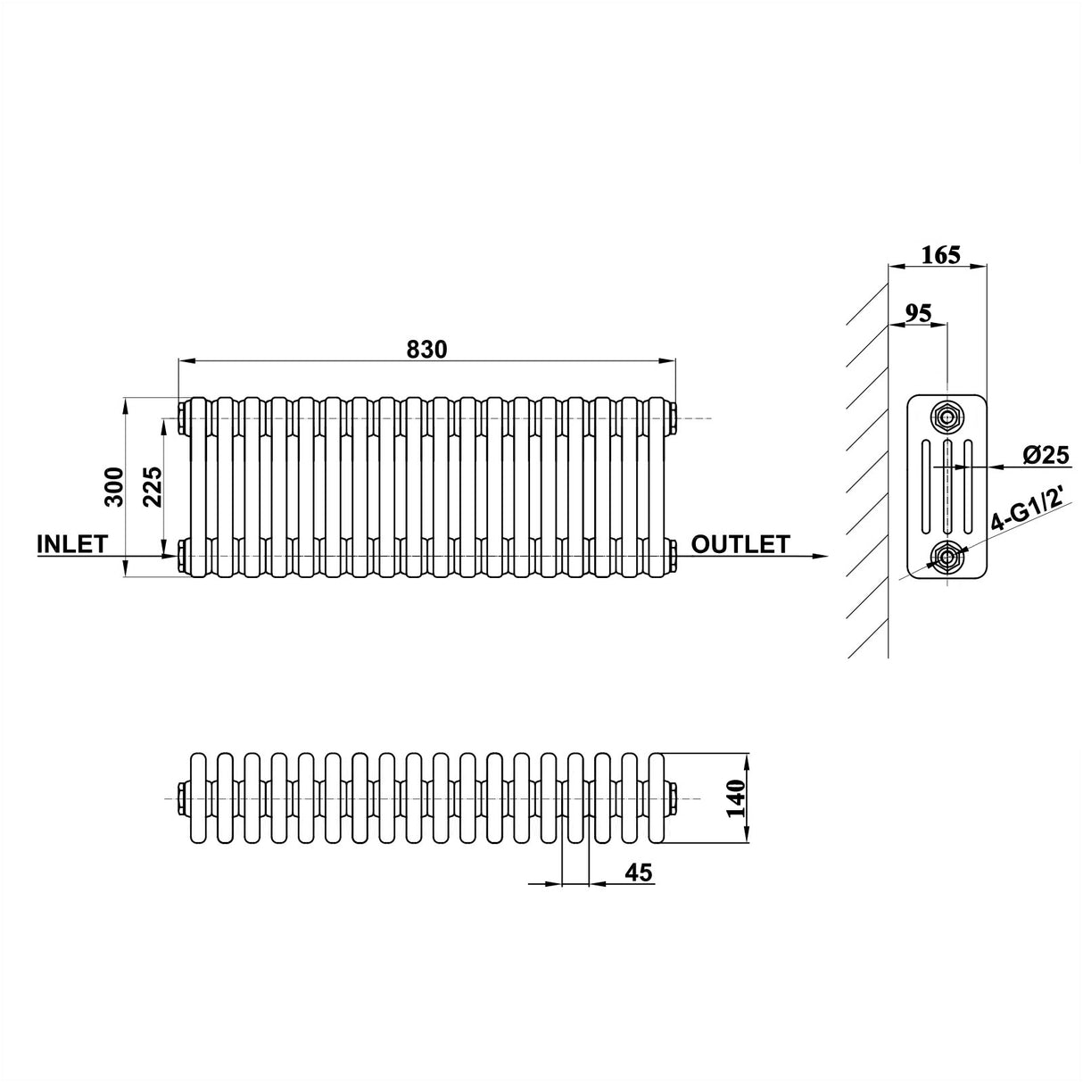 Modern Splash Cast Iron Radiator-CIR3-18-4
